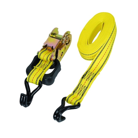 Sunbelt PRO GRIP Ratchet Tie Down, Standard Duty, 16' x 1-1/2", w/ Hooks, Yellow 4.53" x3.72" x7.6" A-B1350701